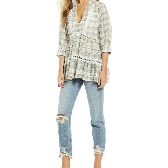 Free People Tops - Free People Tunic Boho Top XS Crochet Top NWT